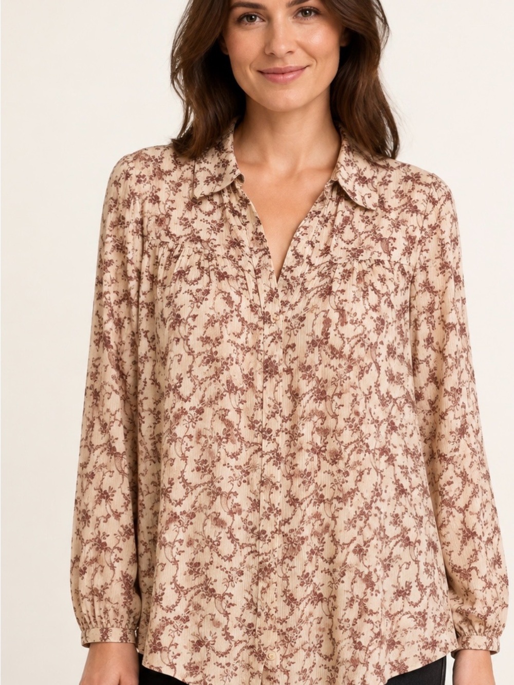 PAIGE 100% Silk Gardner Blouse Medium Floral Toile (retails $300)